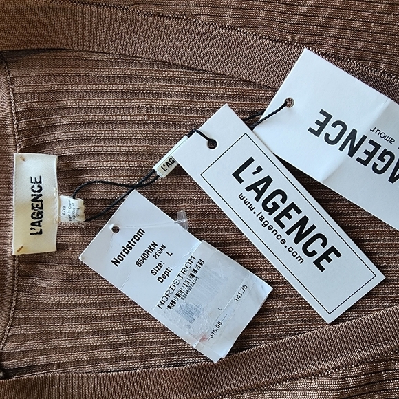 NWT L'AGENCE Brown Ribbed Button-up Cardigan Sweater - Large - Picture 5 of 7